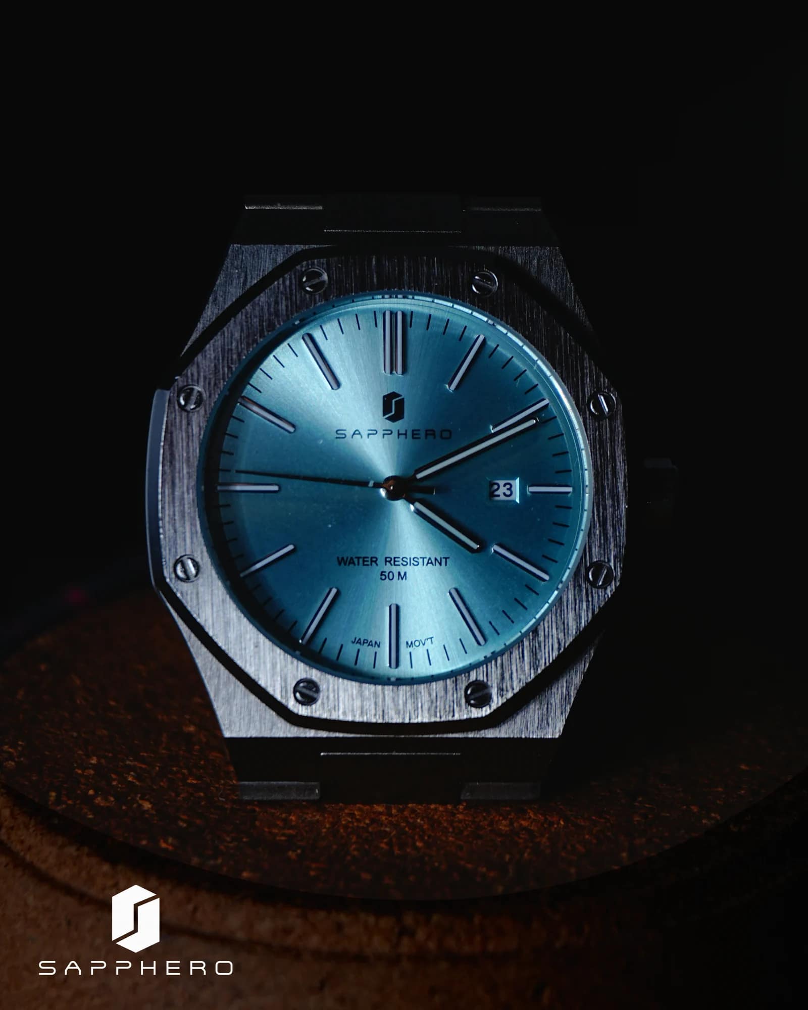 Blue watch product photography